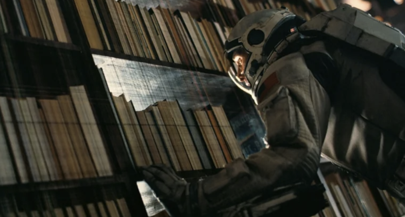 Cooper's light cone shining on Murph's bedroom in the past Interstellar